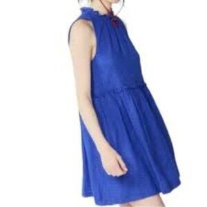 Draper James RSVP Women's M Bright Blue Textured Cotton Tank Dress, Rayon Lining
